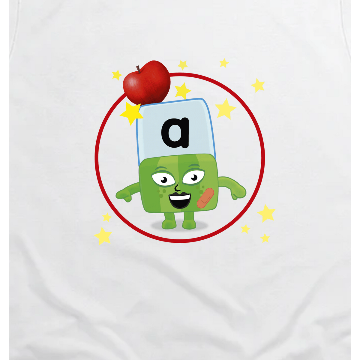 Alphablocks - Alphablock A - A is for Apple Toddler T-Shirt, White, artwork close-up