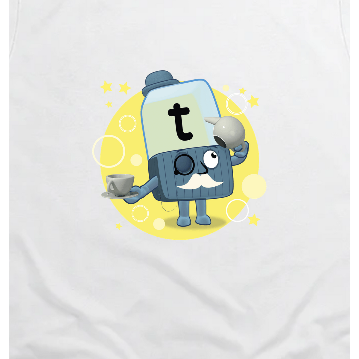 Alphablocks - Alphablock T - Terrific! Toddler T-Shirt, White, artwork close-up