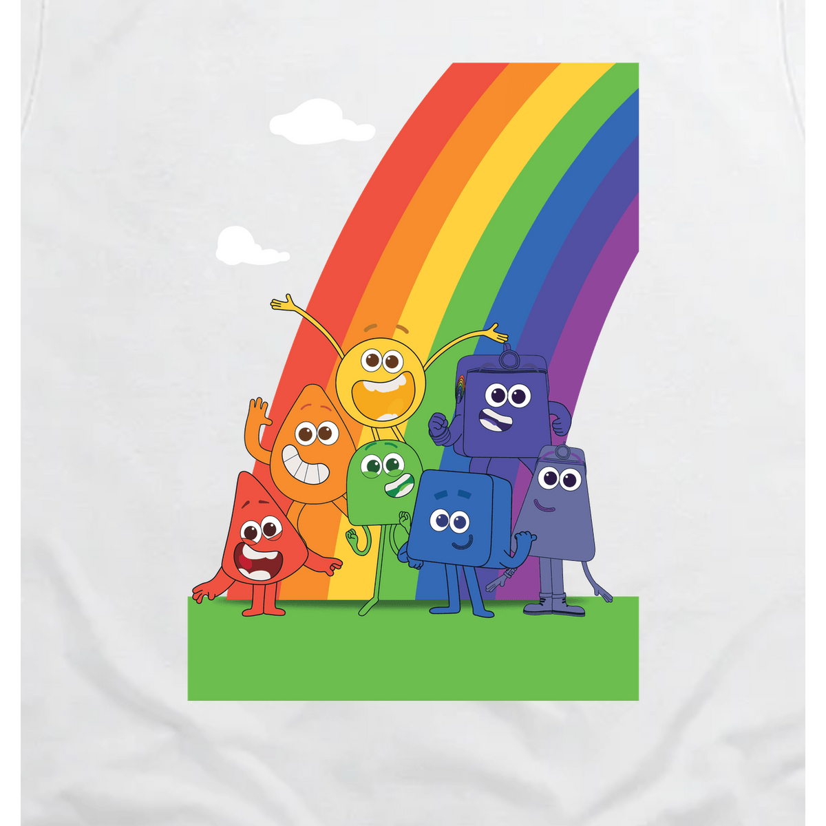 Colourblocks Group Rainbow Toddler T-Shirt, White, artwork close-up