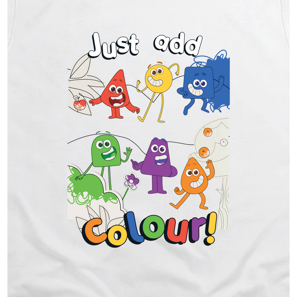 Colourblocks Just Add Colour Toddler T-Shirt, White, artwork close-up