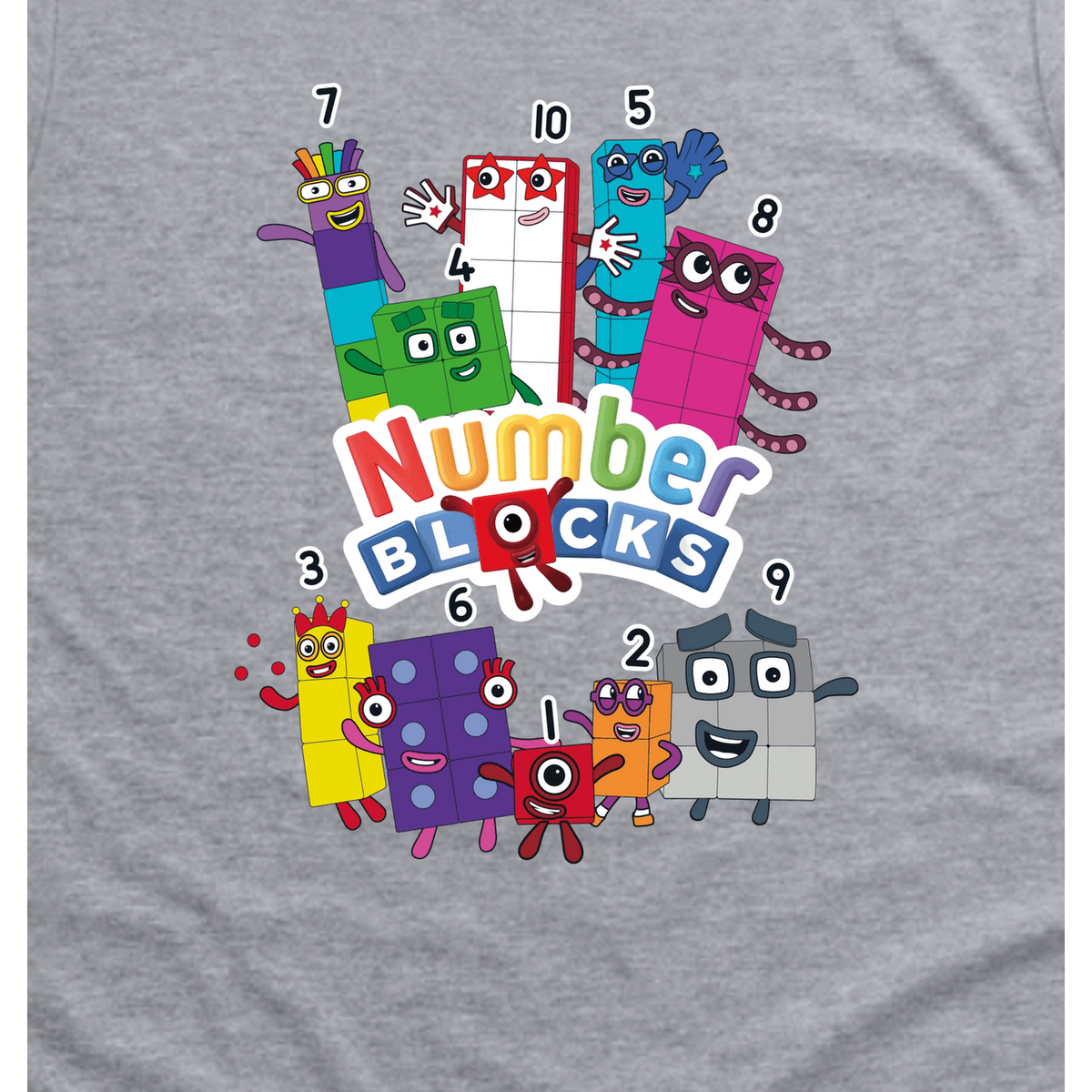 Numberblocks Group I Toddler T-Shirt, Sport Grey, artwork close-up