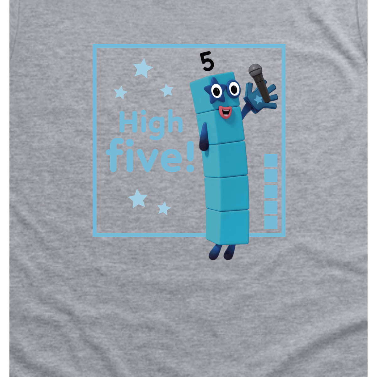 Numberblocks Five - High Five! Toddler T-Shirt, Sport Grey, artwork close-up