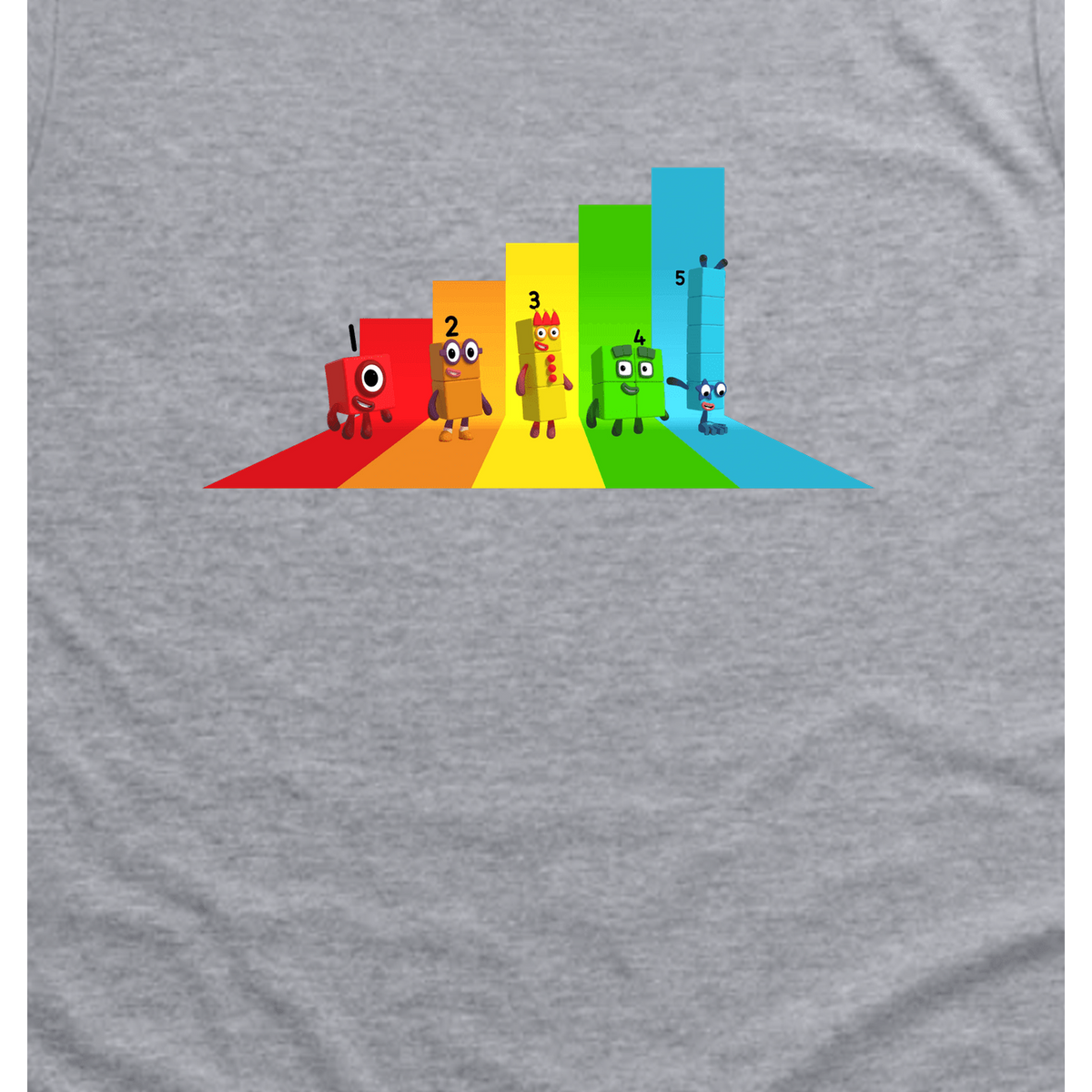 Numberblocks Rainbow Line-up Toddler T-Shirt, Sport Grey, artwork close-up