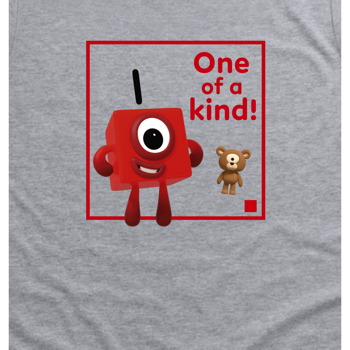 Numberblocks One - One of a Kind Toddler T-Shirt, Sport Grey, artwork close-up