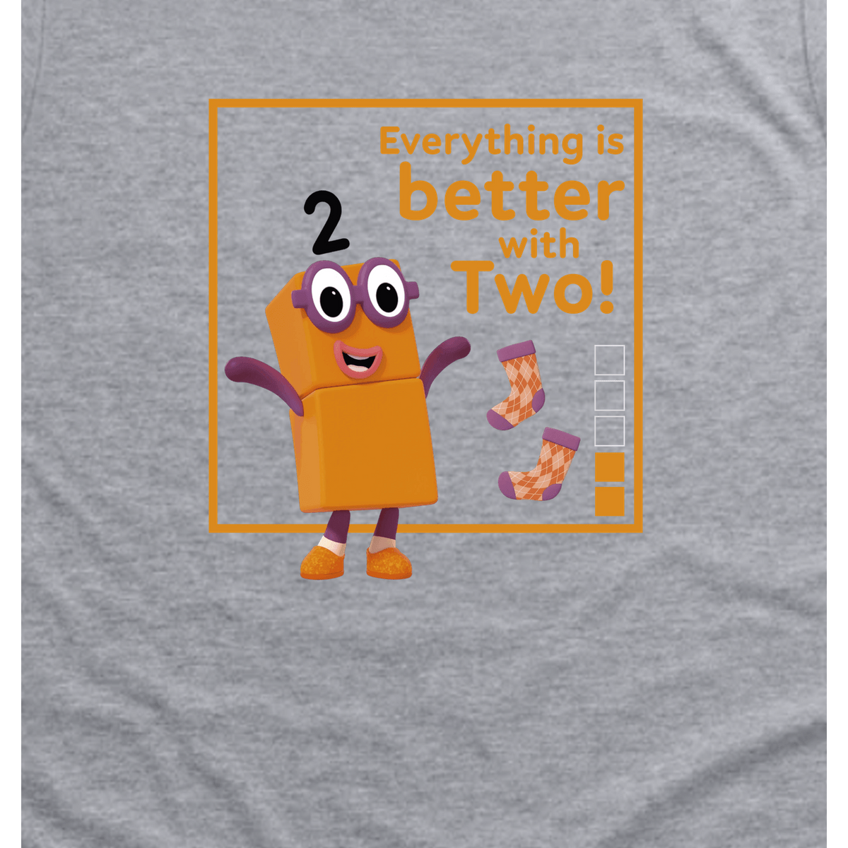 Numberblocks Two - Everything is Better with Two! Toddler T-Shirt, Sport Grey, artwork close-up