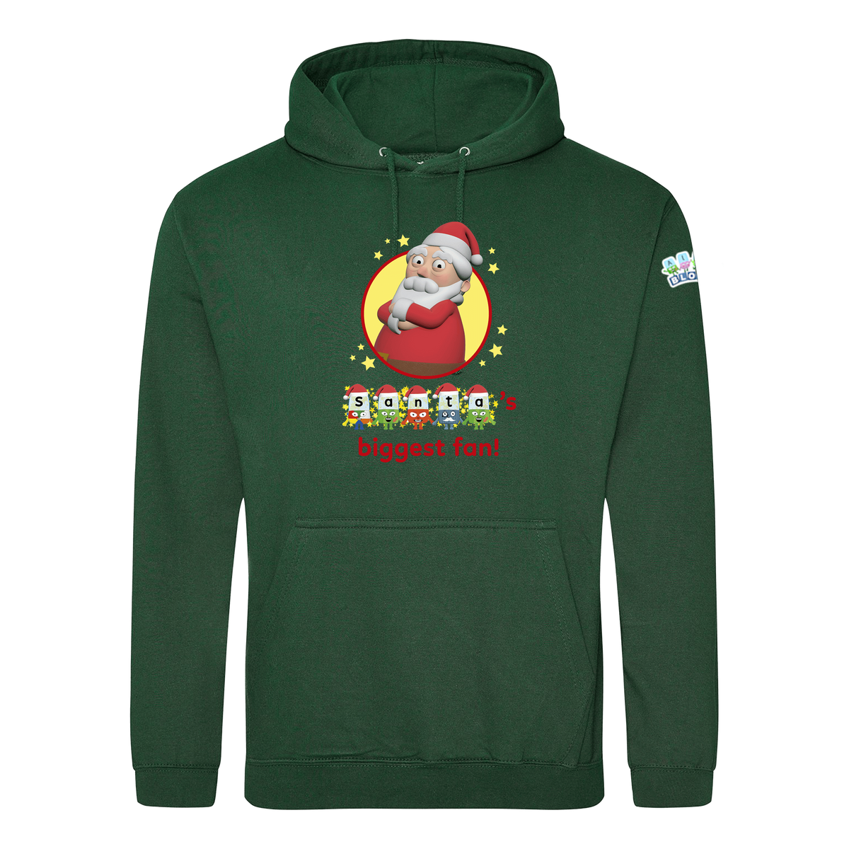 Alphablocks Santa Christmas Adults Hoodie – Bottle Green