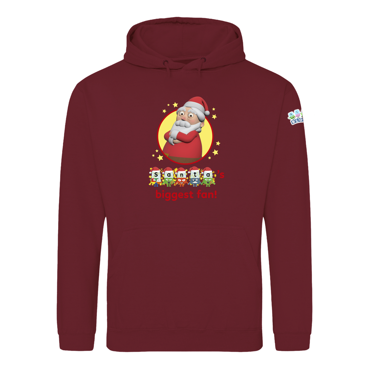 Alphablocks Santa Christmas Adults Hoodie – Burgundy