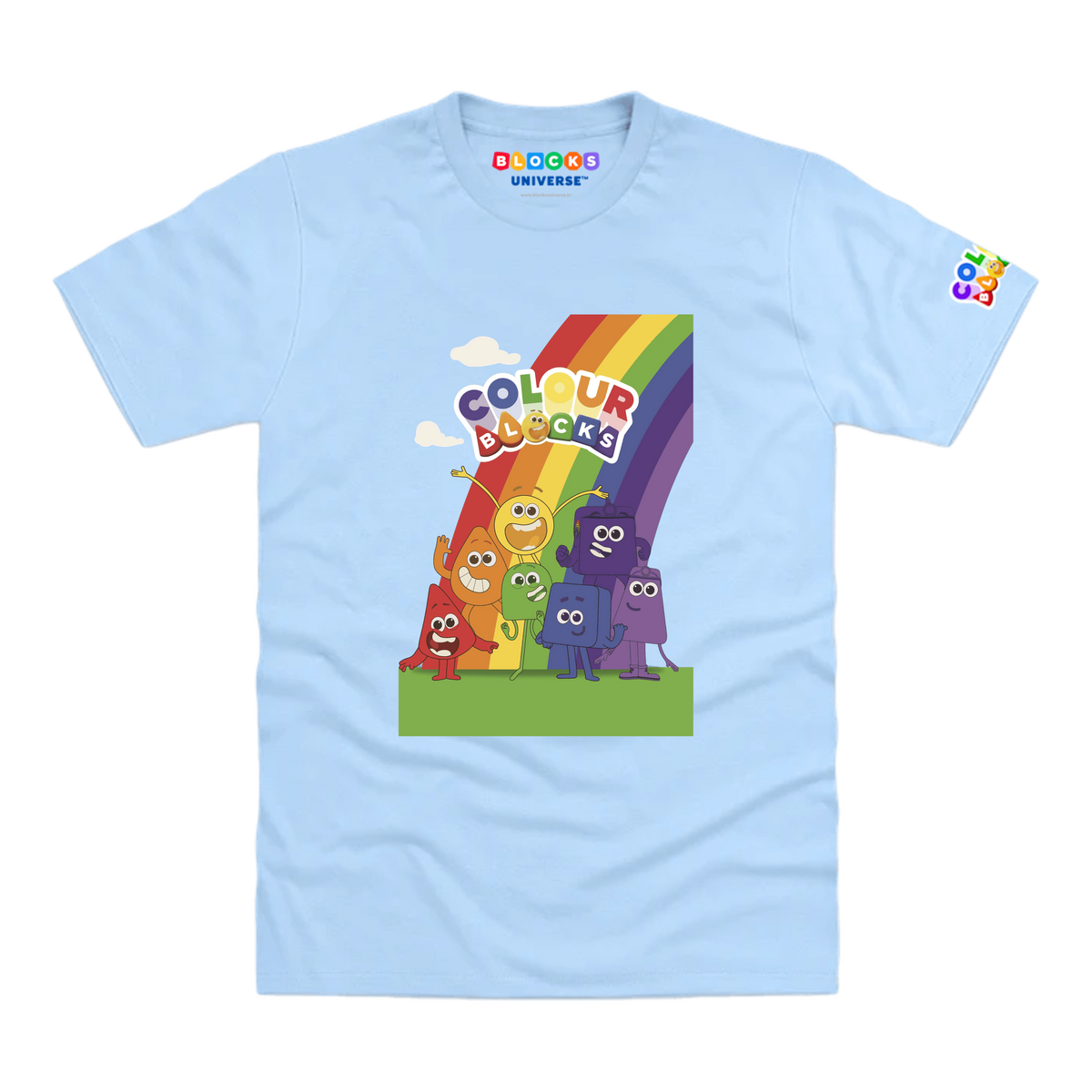 Colourblocks Group by Rainbow Toddler T-Shirt, Light Blue, front mockup