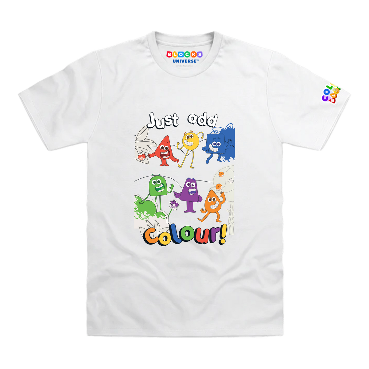 Colourblocks Just Add Colour Toddler T-Shirt, White, front mockup