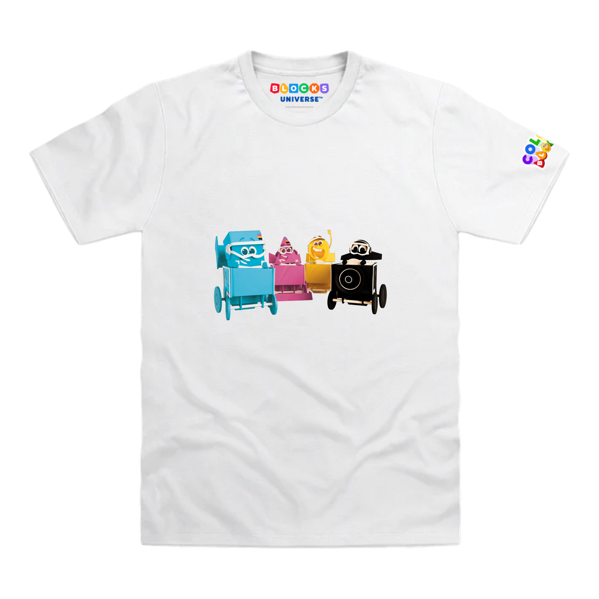 Colourblocks Printing Crew Toddler T-Shirt, White, front mockup