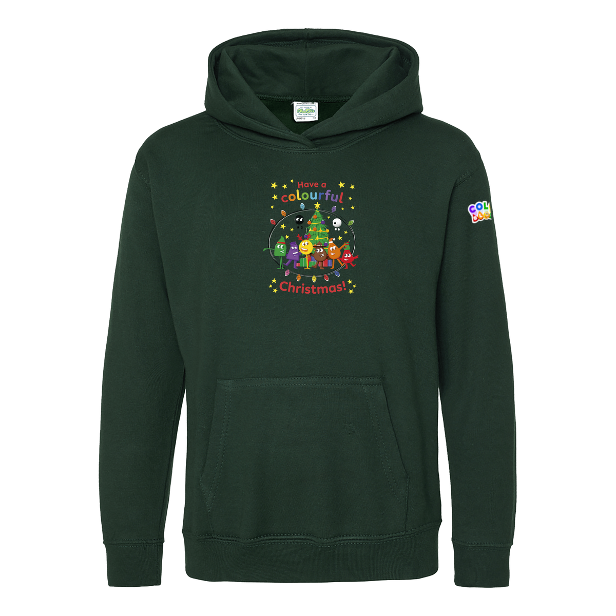 Colourblocks Have a Colourful Christmas! II Kids Hoodie – Bottle Green