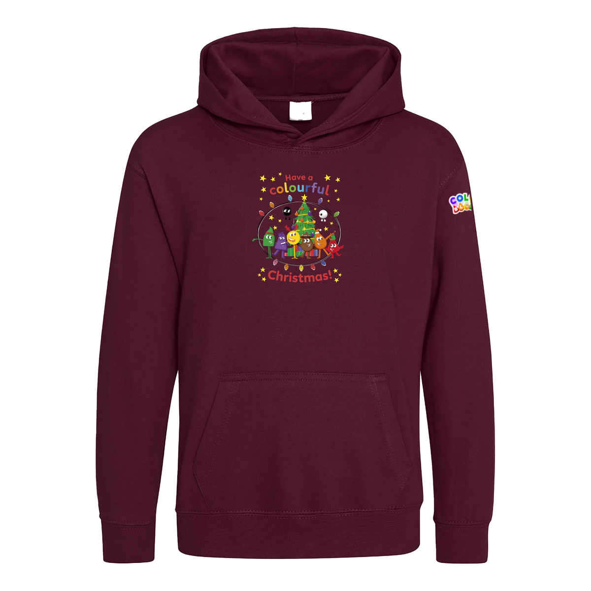 Colourblocks Have a Colourful Christmas! II Kids Hoodie – Burgundy