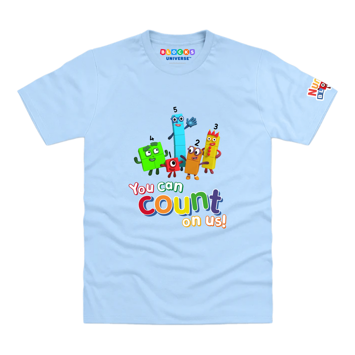 Numberblocks Group Four, One, Five, Two, Three Toddler T-Shirt, Light Blue, front mockup