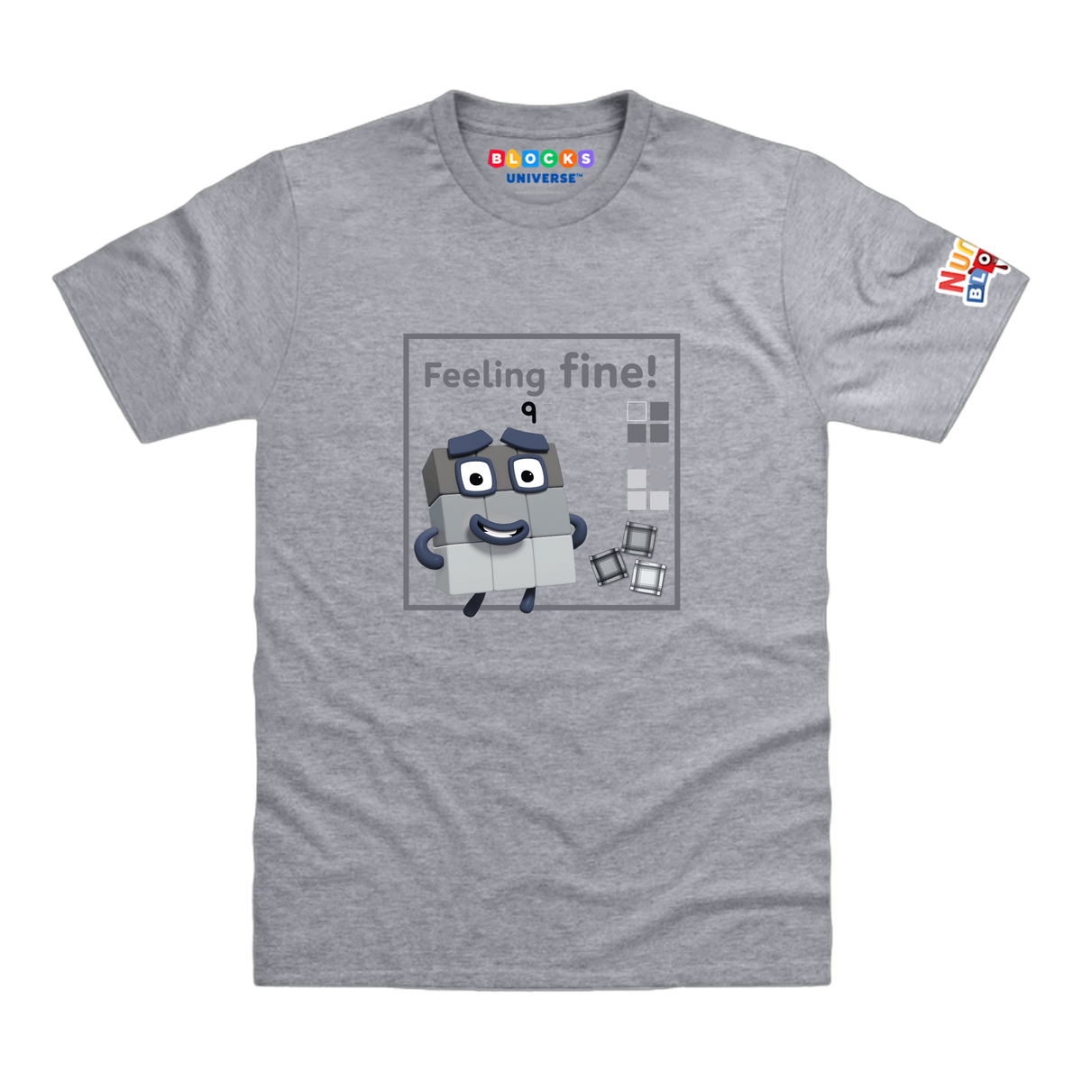 Numberblocks Nine - Feeling Fine! Toddler T-Shirt, Sport Grey, front mockup