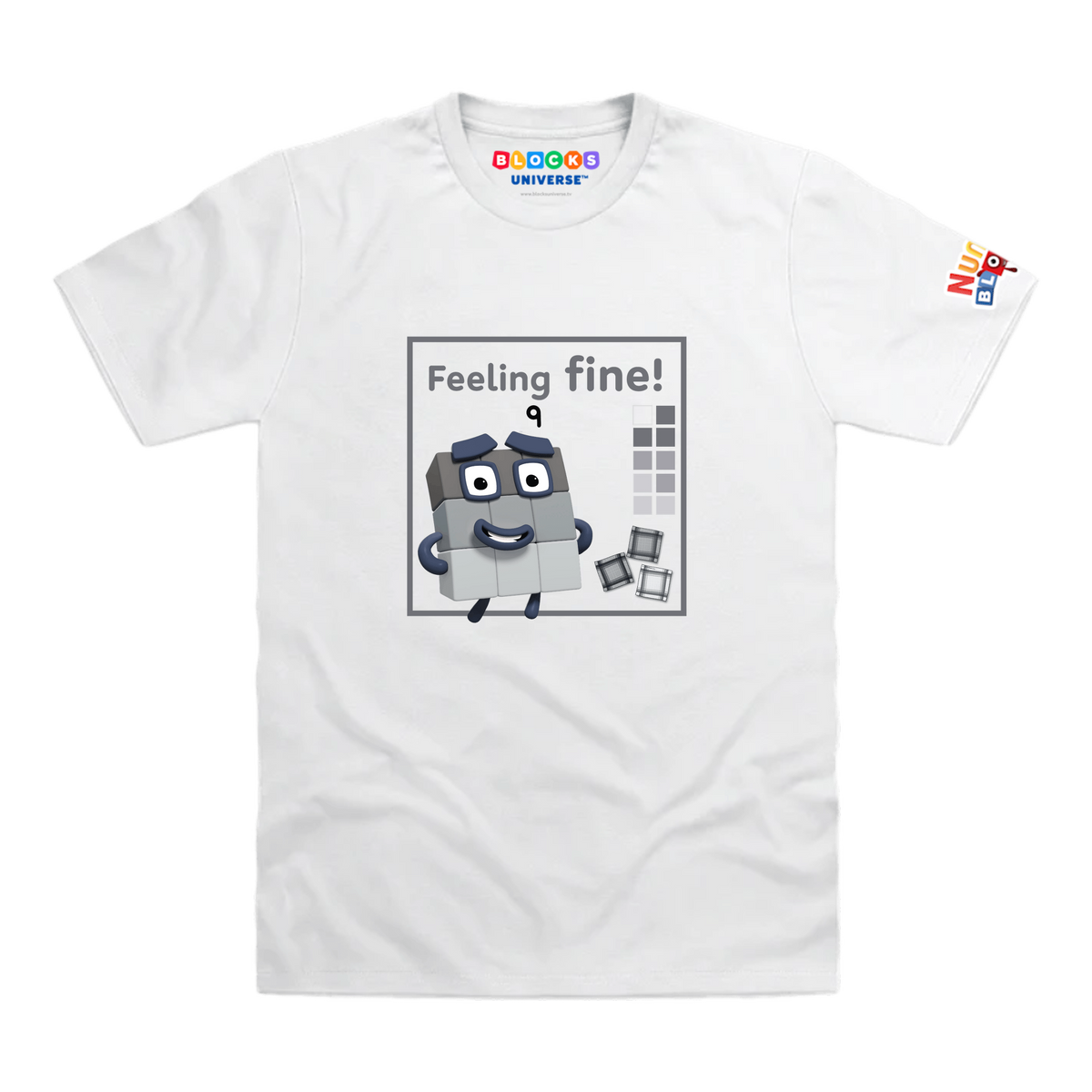 Numberblocks Nine - Feeling Fine! Toddler T-Shirt, White, front mockup