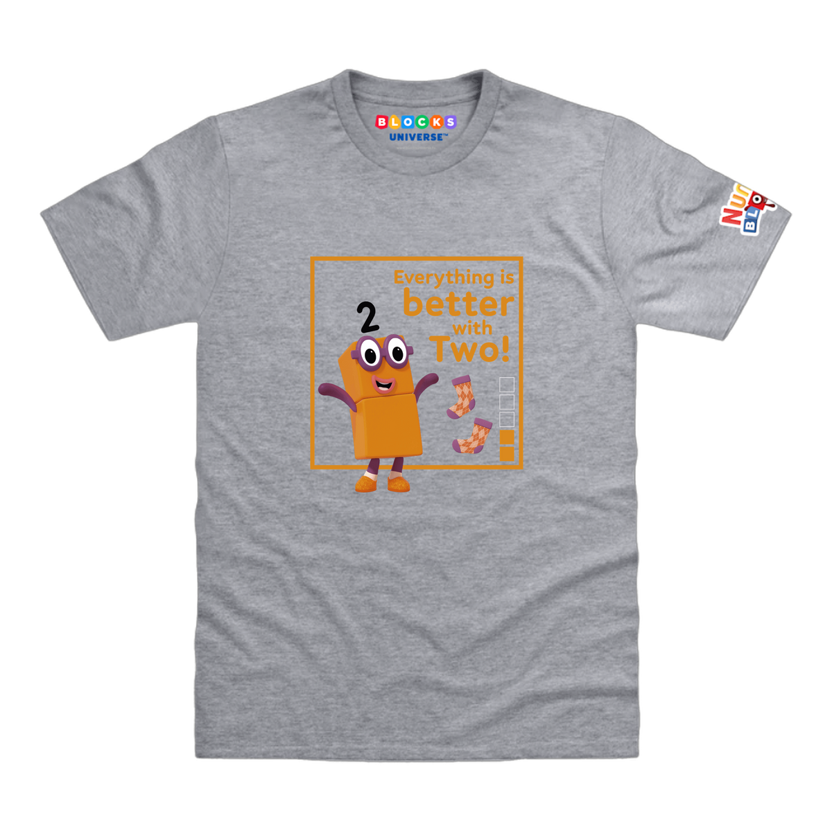 Numberblocks Two - Everything is Better with Two! Toddler T-Shirt, Sport Grey, front mockup