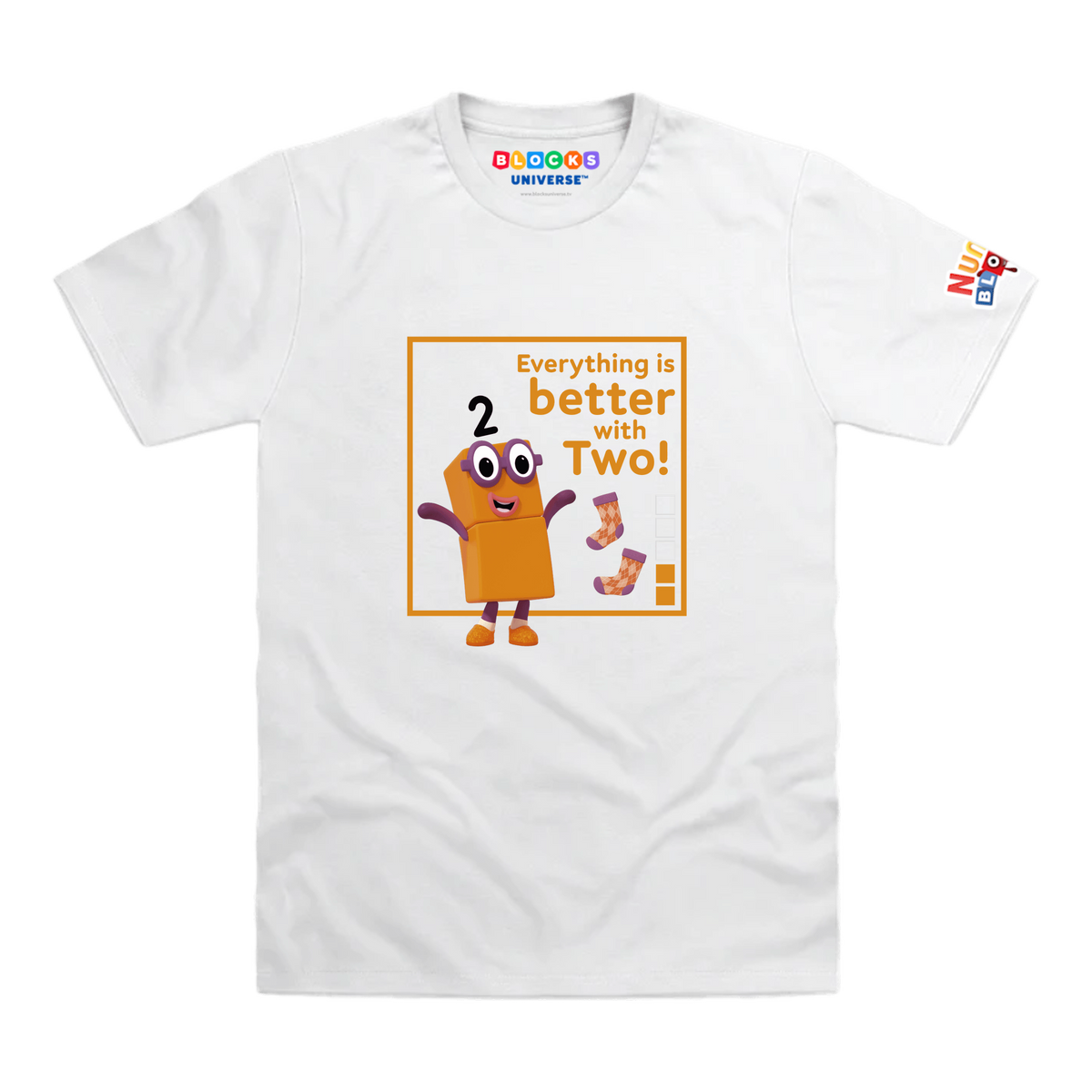 Numberblocks Two - Everything is Better with Two! Toddler T-Shirt, White, front mockup