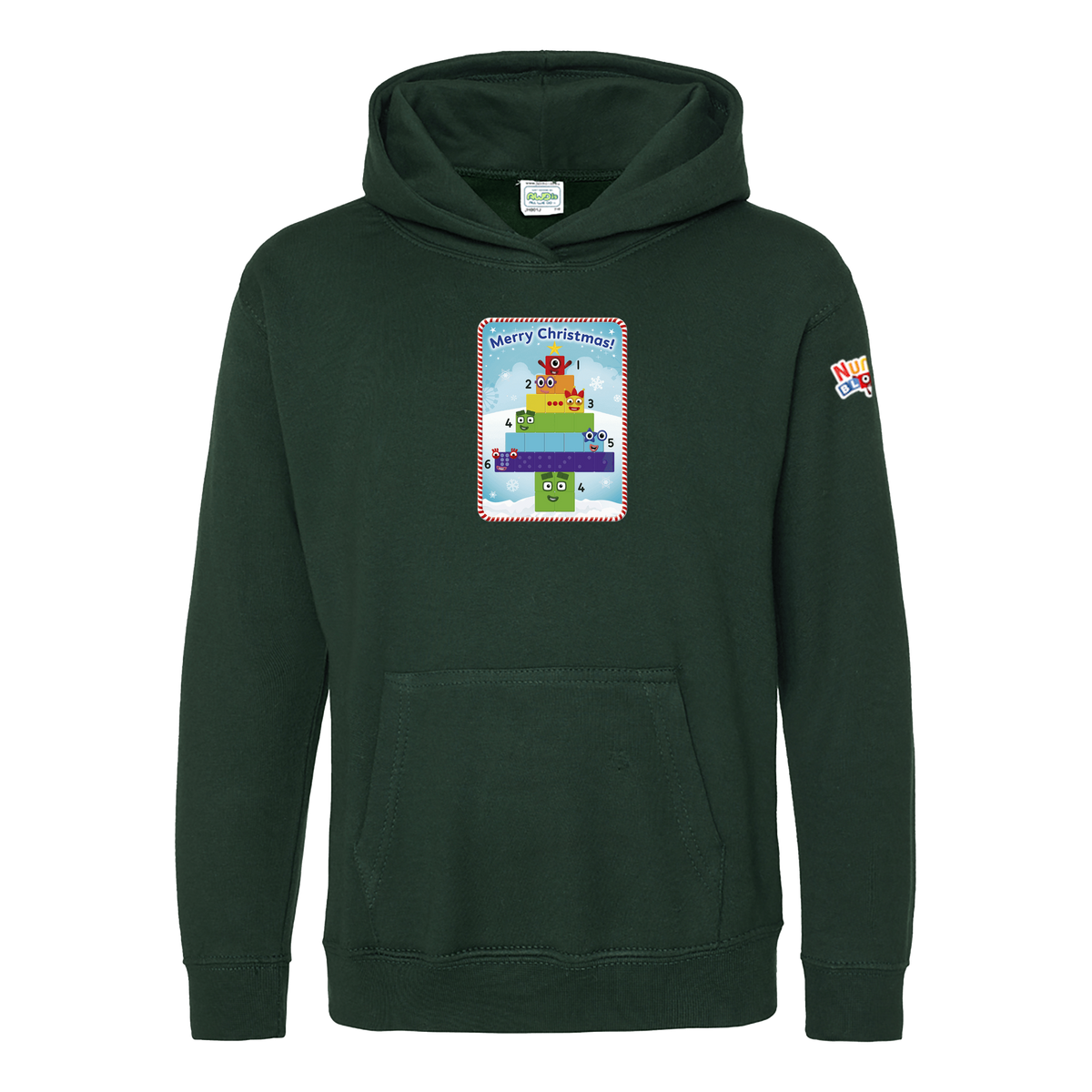 Numberblocks Merry Christmas II Kids Hoodie – Bottle Green