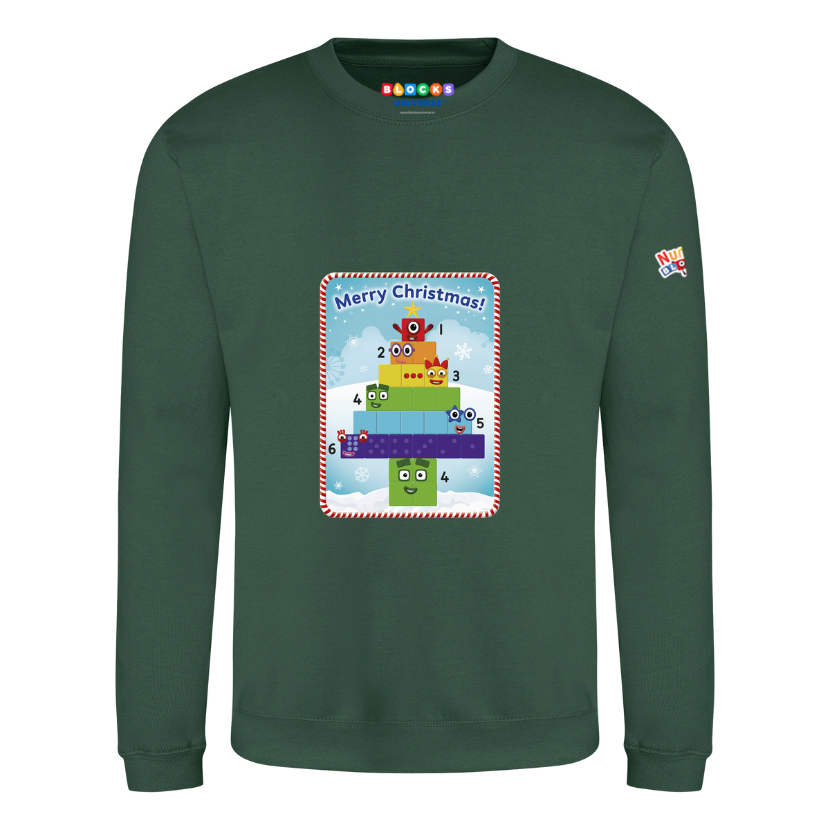 Numberblocks Merry Christmas II Adults Jumper – Bottle Green