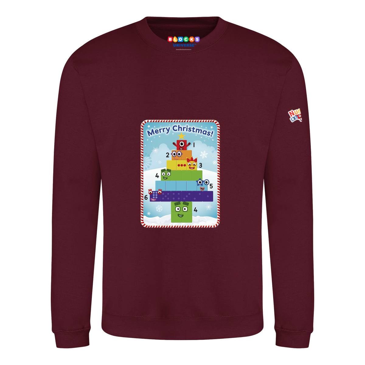 Numberblocks Merry Christmas II Adults Jumper – Burgundy