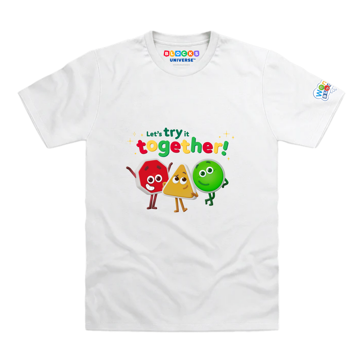 Wonderblocks Let's Try Together Toddler T-Shirt, White, front mockup